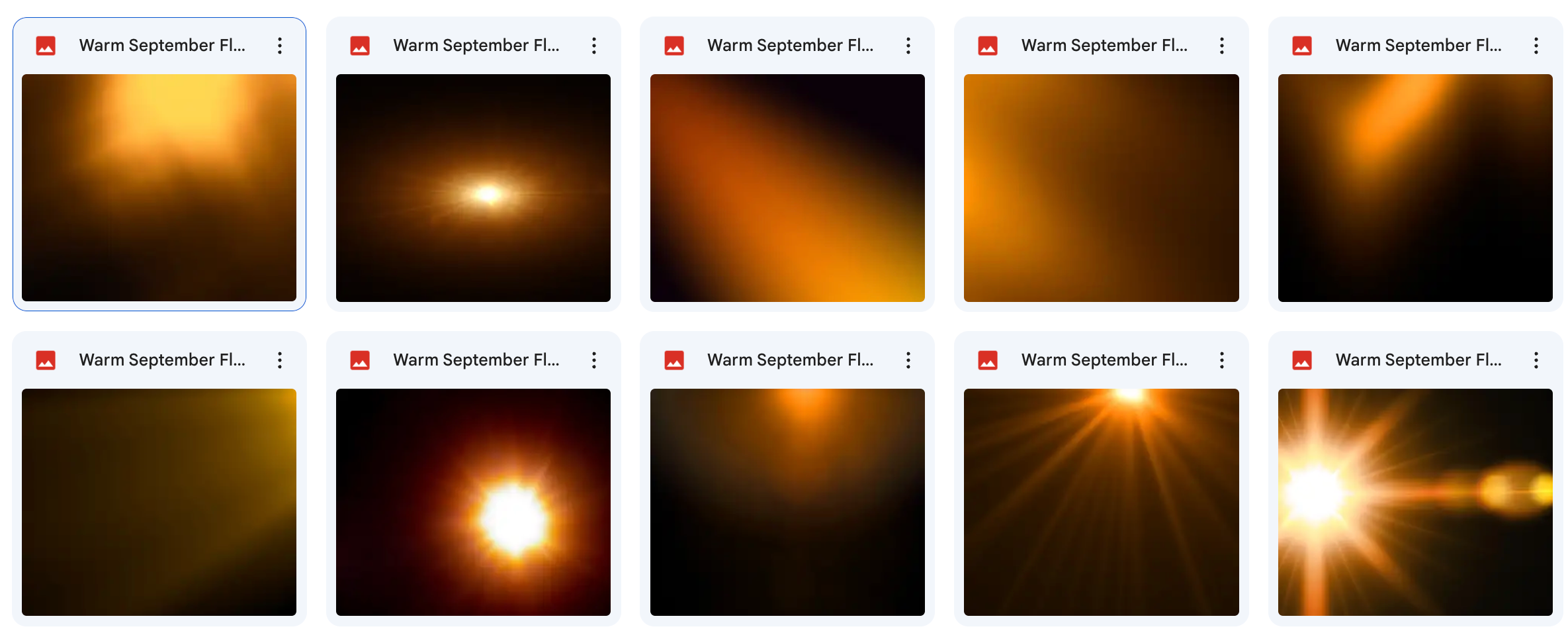 Warm September Light Flare Overlays - Meg Bitton Productions
