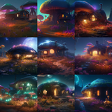 Otherworldly Night Houses Digital Background Bundle - Meg Bitton Productions