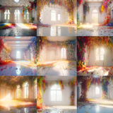 Rainbow Floral Rooms Digital Background Bundle - Meg Bitton Productions