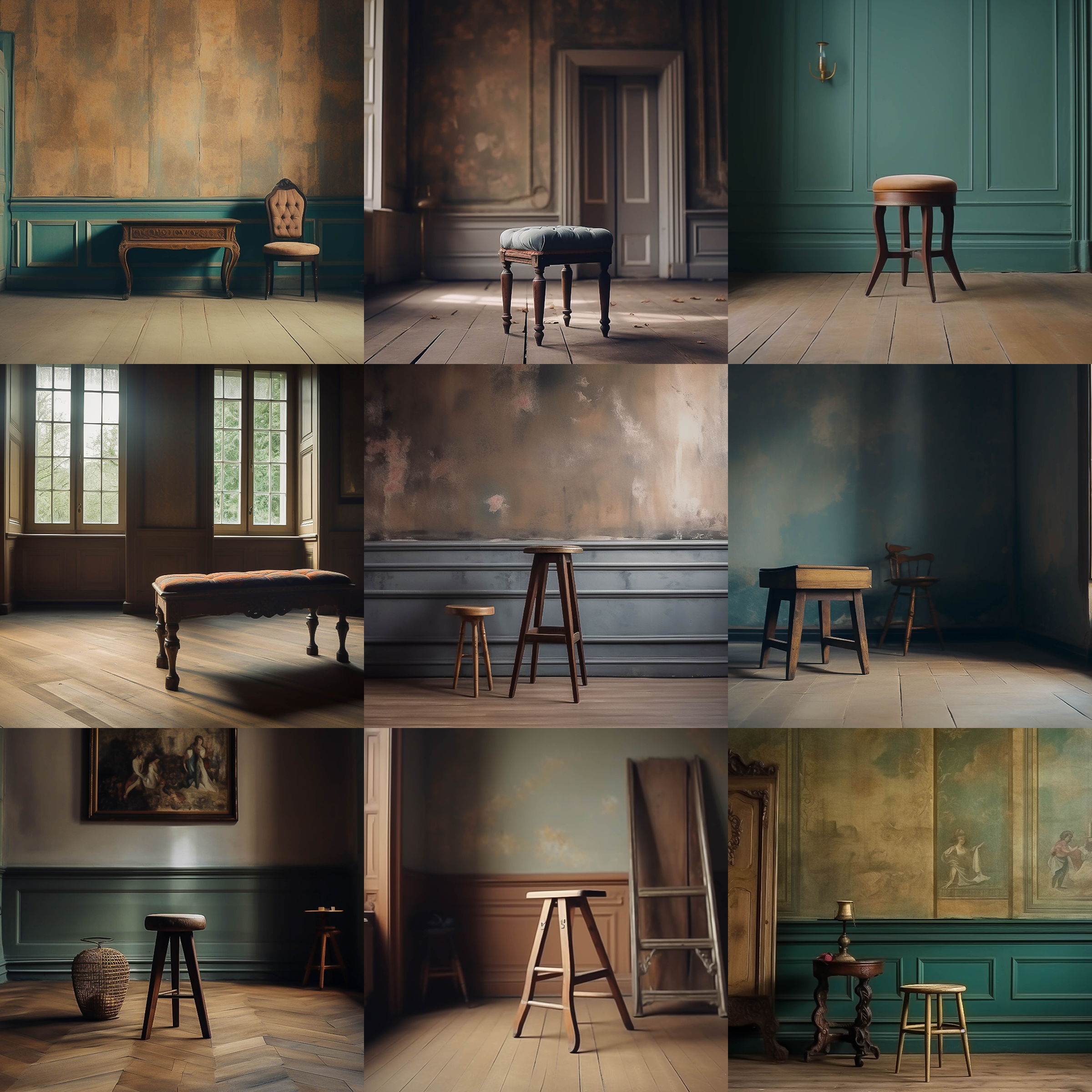 Vintage Stools Digital Background Bundle - Meg Bitton Productions