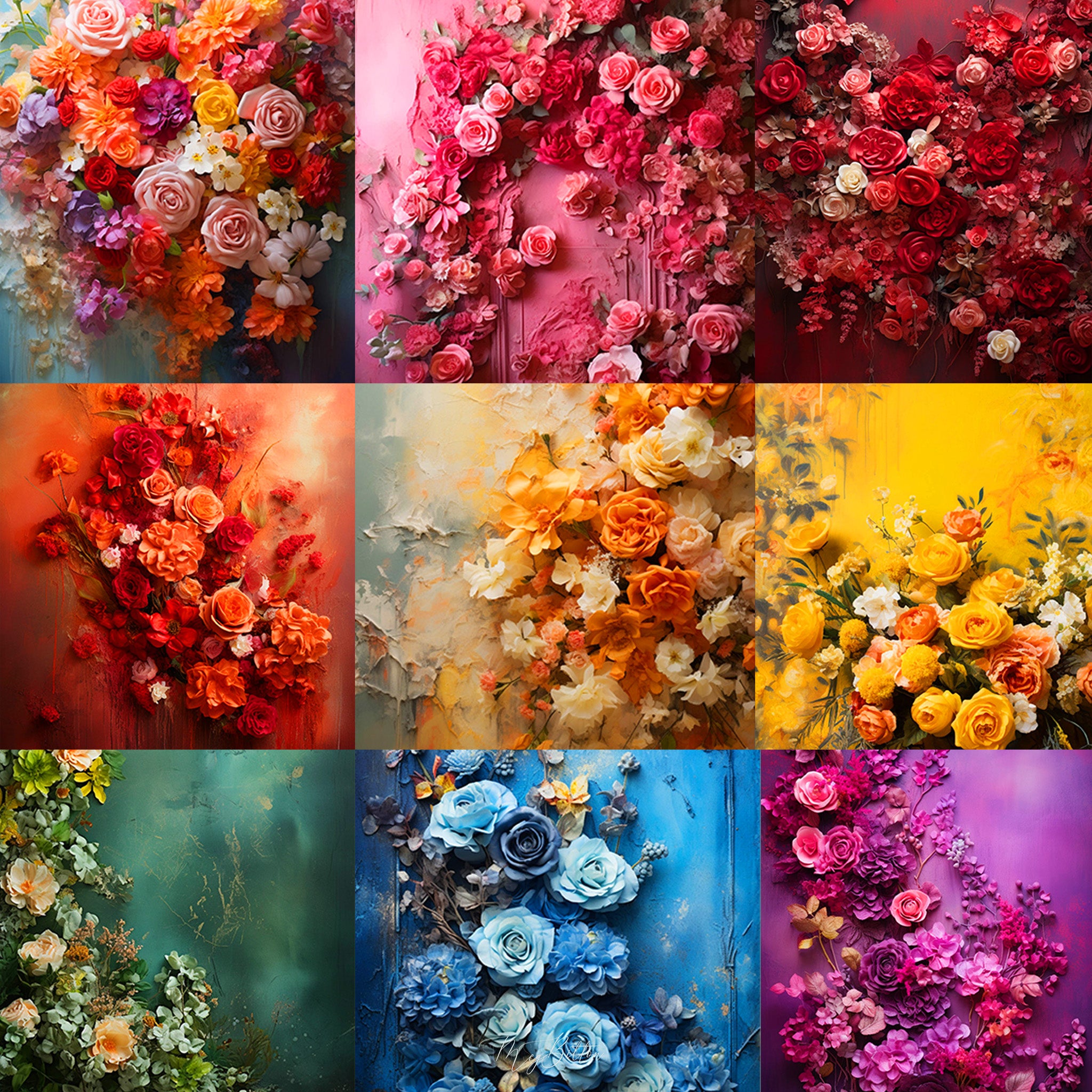 Ultimate Rainbow Floral Portrait Background Bundle - Meg Bitton Productions