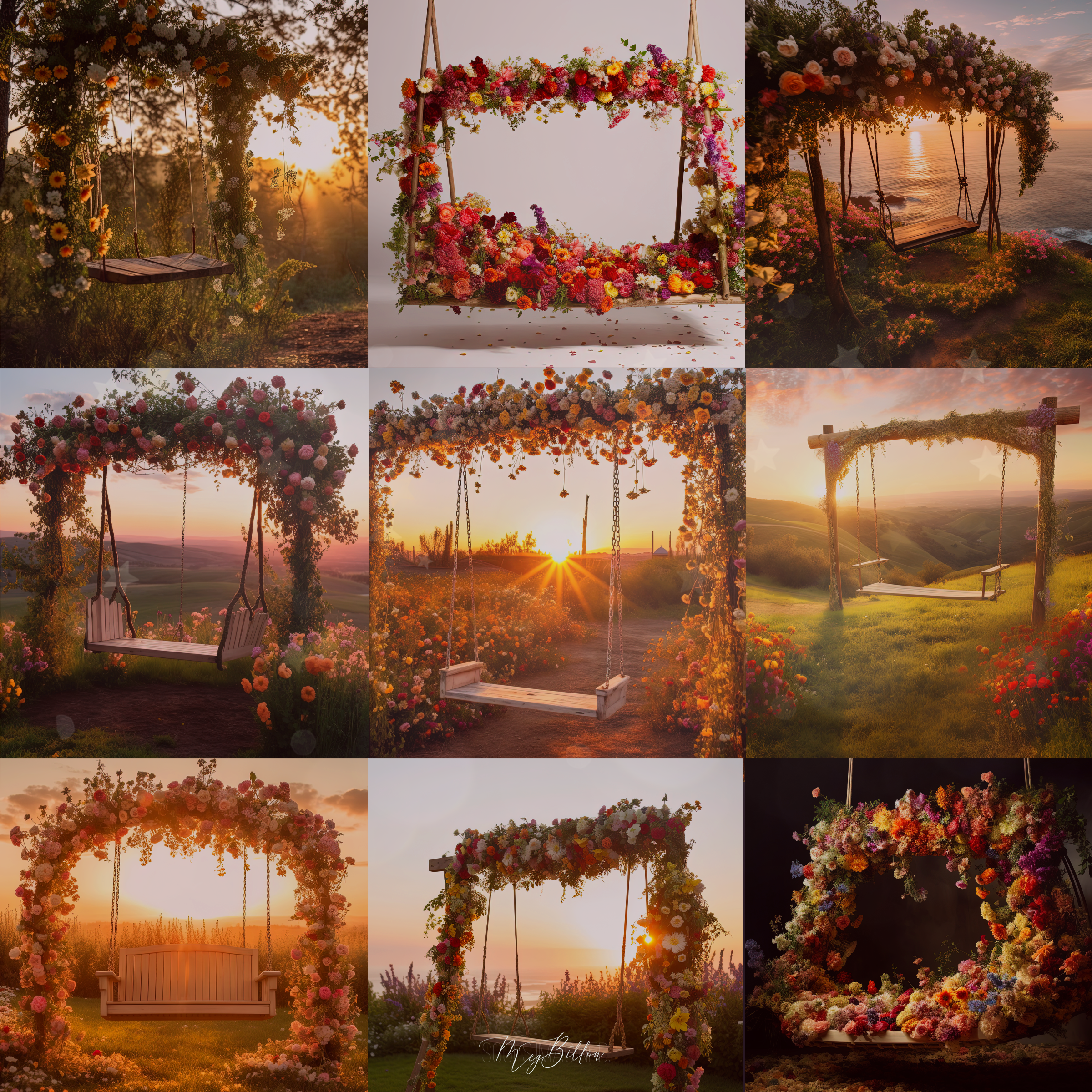 Floral Swing Digital Background Bundle - Meg Bitton Productions