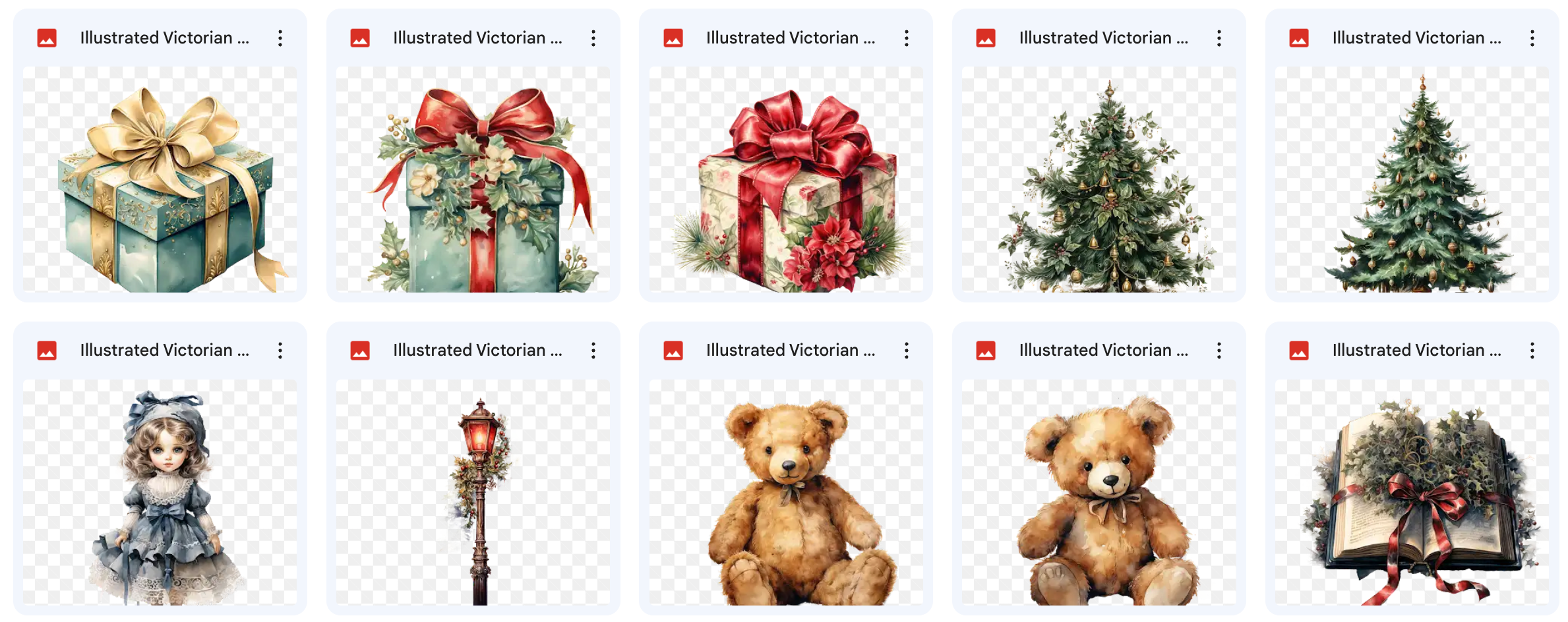 Illustrated Victorian Christmas Asset Pack - Meg Bitton Productions