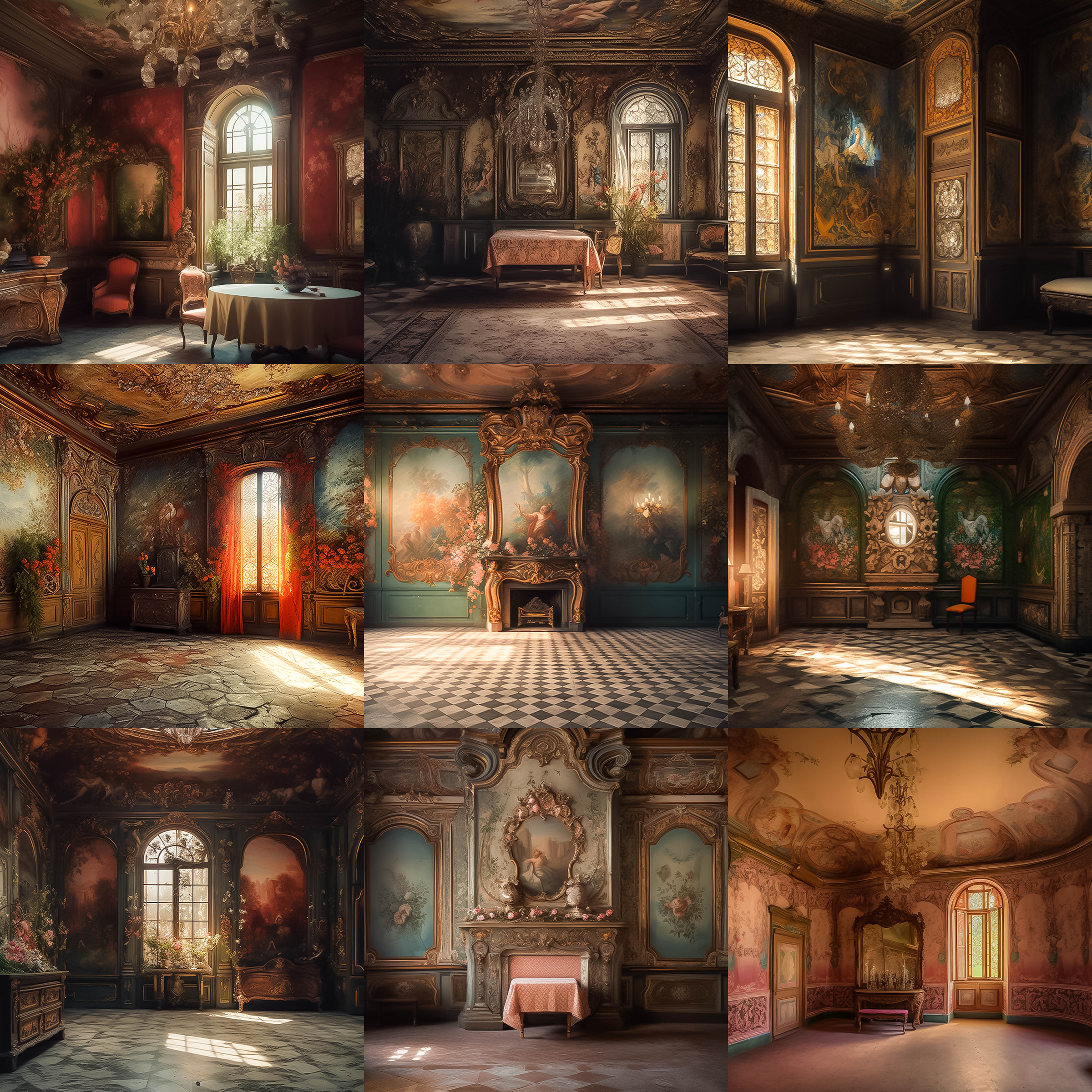 Beautiful Baroque Rooms Digital Background Bundle - Meg Bitton Productions