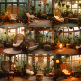 Boho Smoking Rooms Digital Background Bundle - Meg Bitton Productions