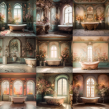 Pastel Baroque Bathrooms Digital Background Bundle - Meg Bitton Productions