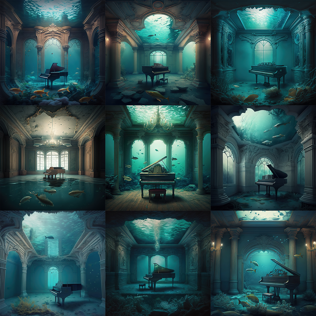 Underwater Pianos Digital Background Bundle - Meg Bitton Productions