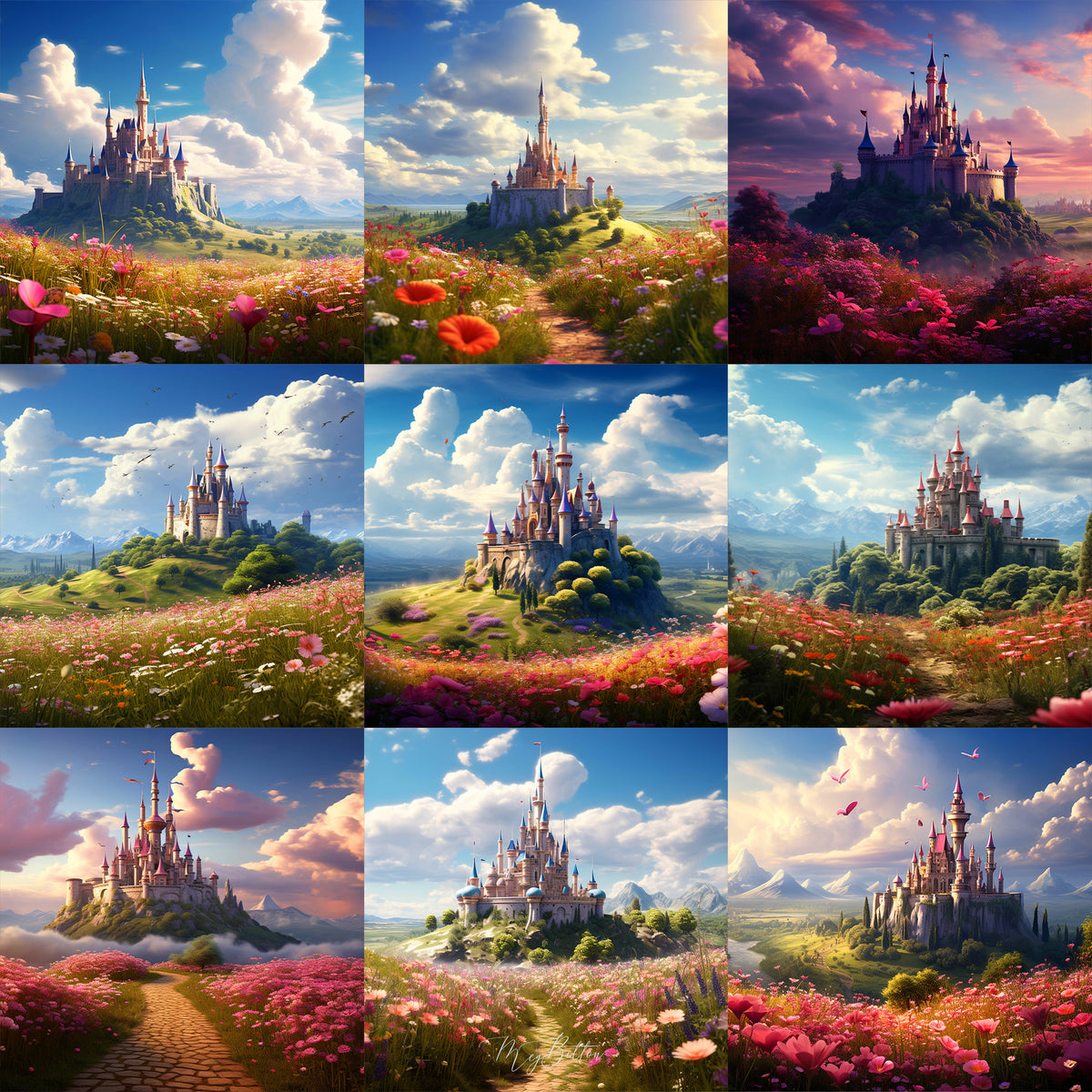 Spring Castle Background Bundle