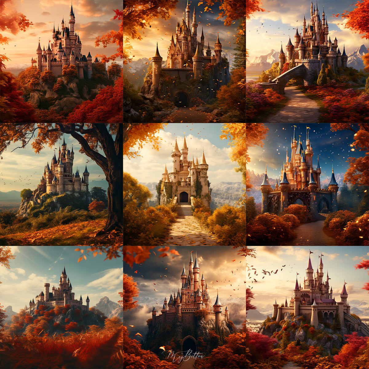 Ultimate Autumn Castle Background Bundle