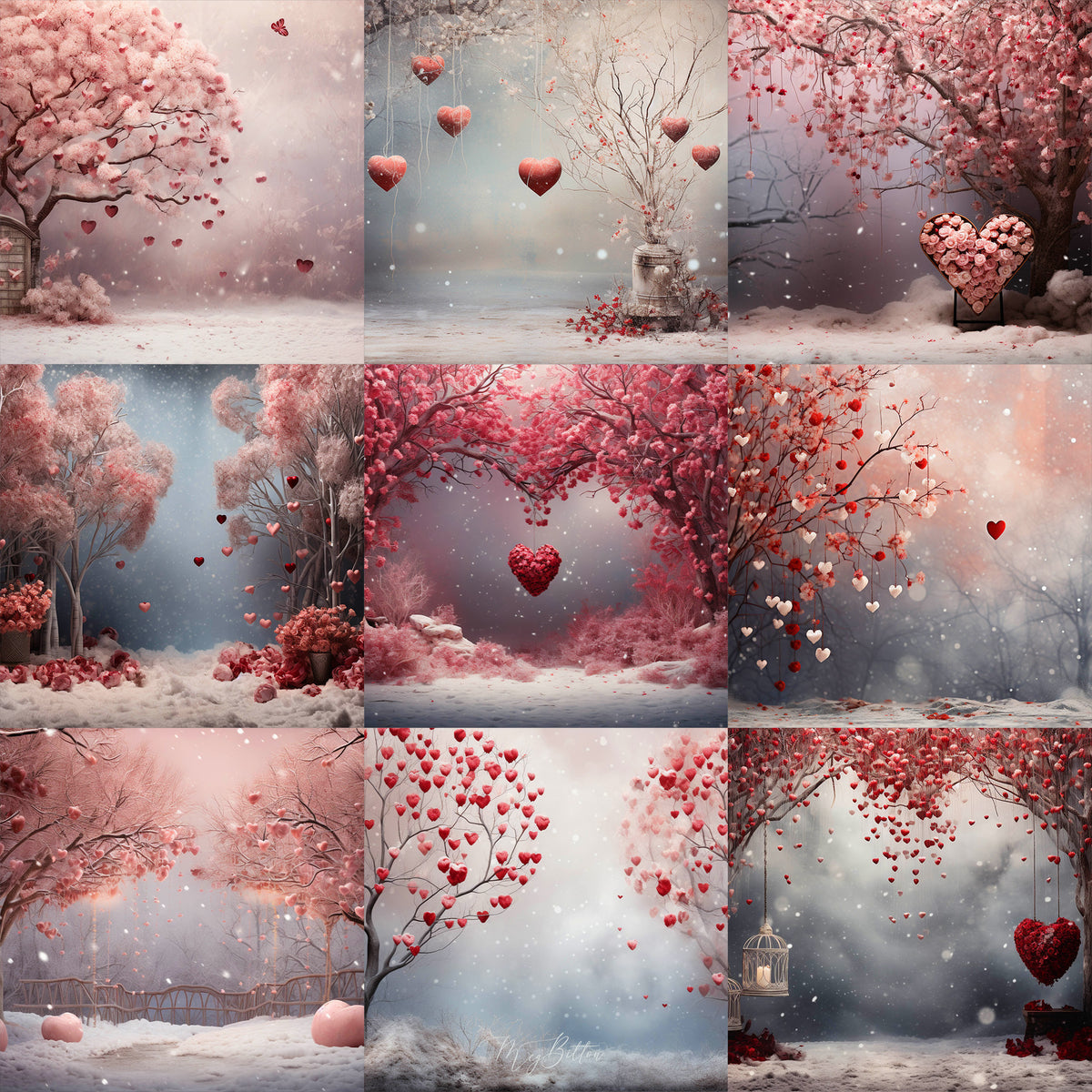 Winter Studio Valentine Background Bundle