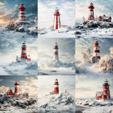 Winter Lighthouse Background Bundle