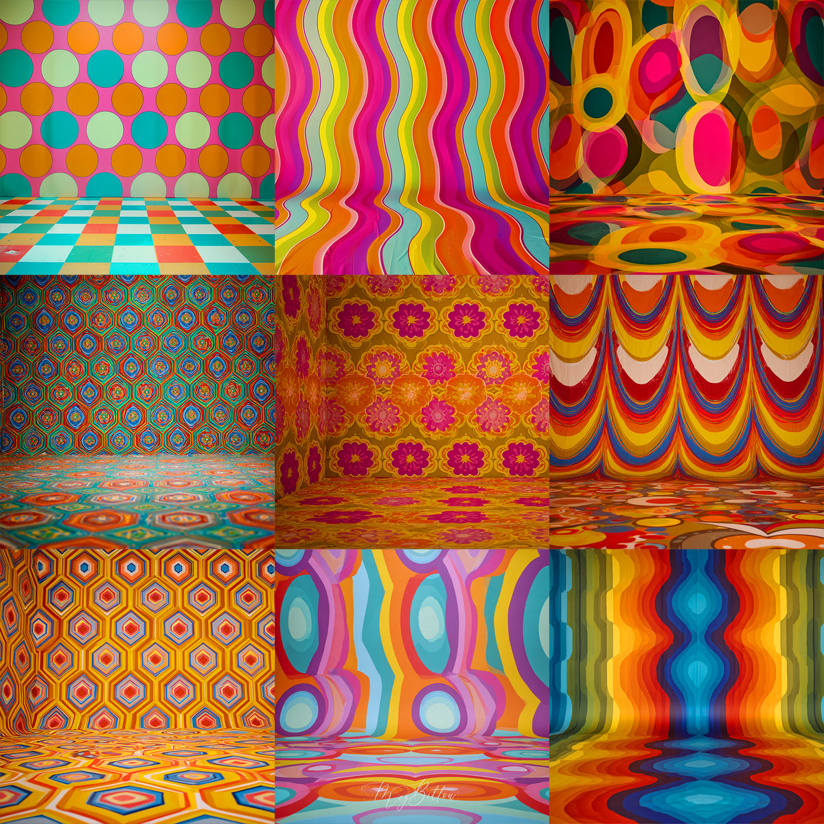 Retro 60's Studio Background Bundle