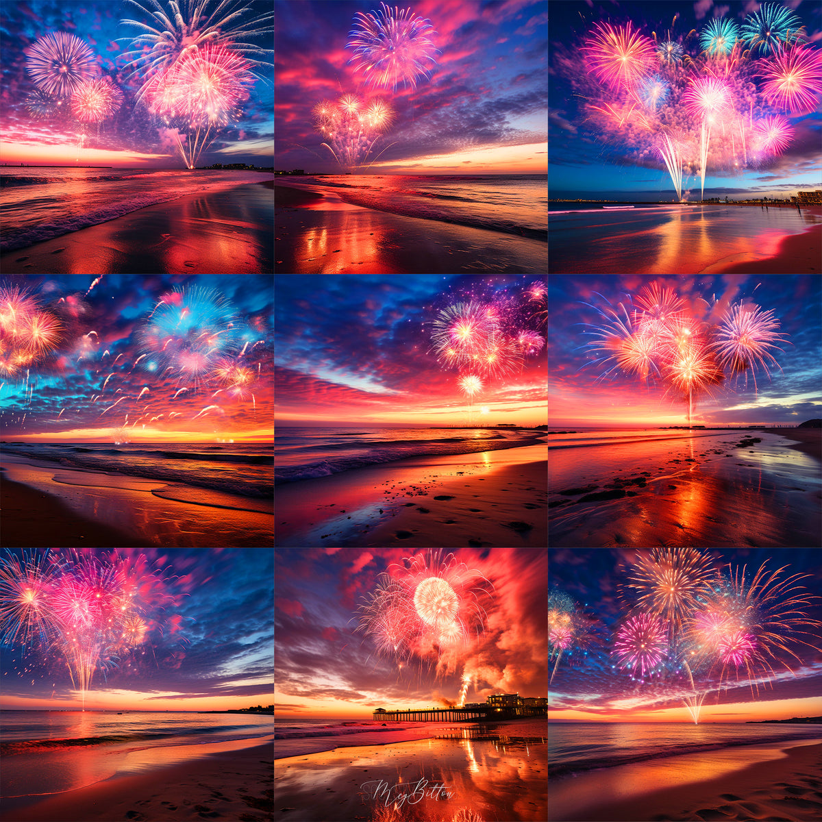 Ultimate Beach Fireworks Background Bundle