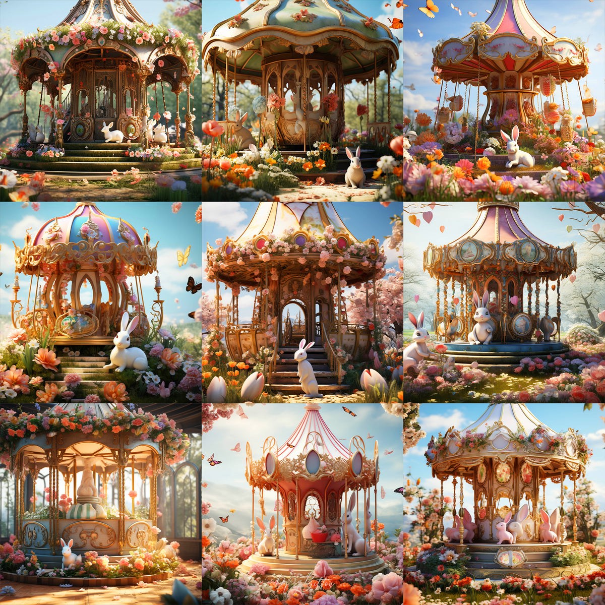 Easter Carousel Background Bundle