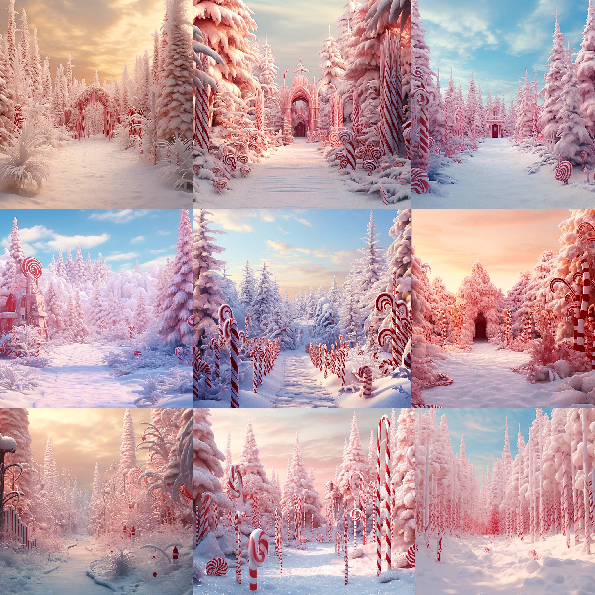 Candy Cane Forest Background Bundle - Meg Bitton Productions