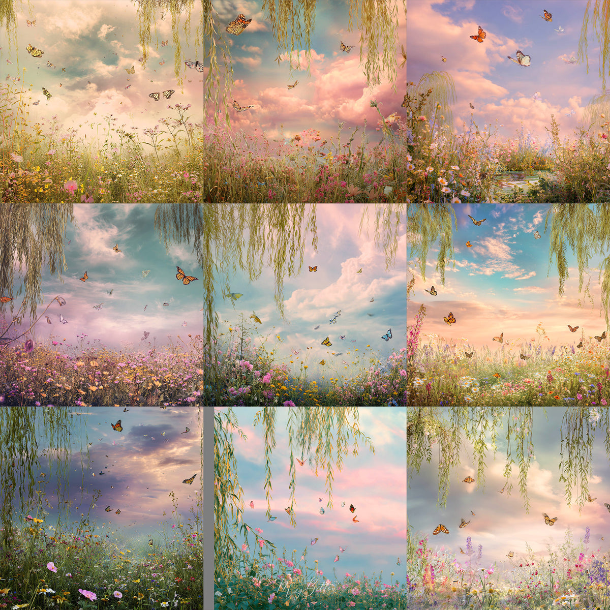 Fluttering Fields Background Bundle