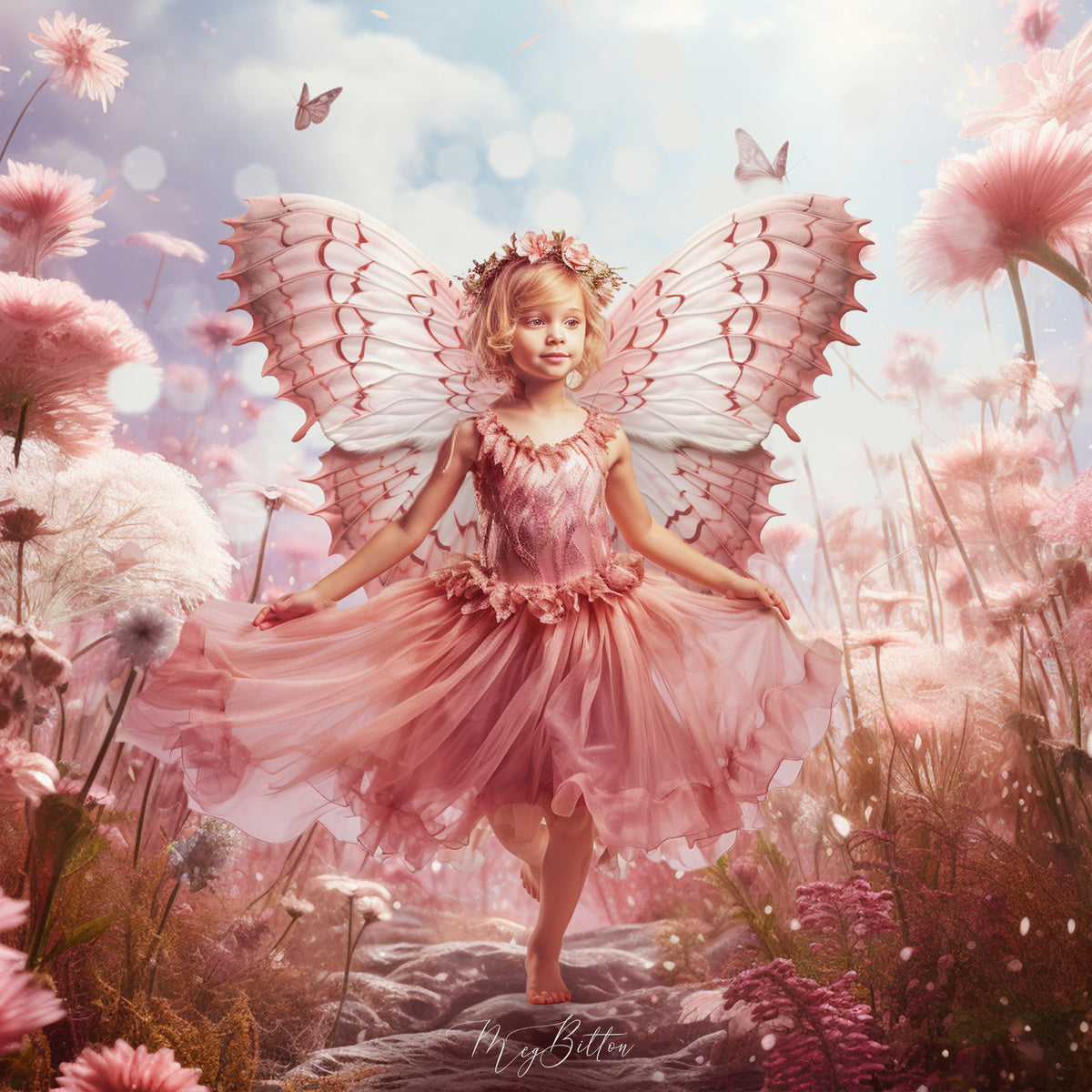 Rosey Fairy Background, Overlays, Texture & Brush Kit