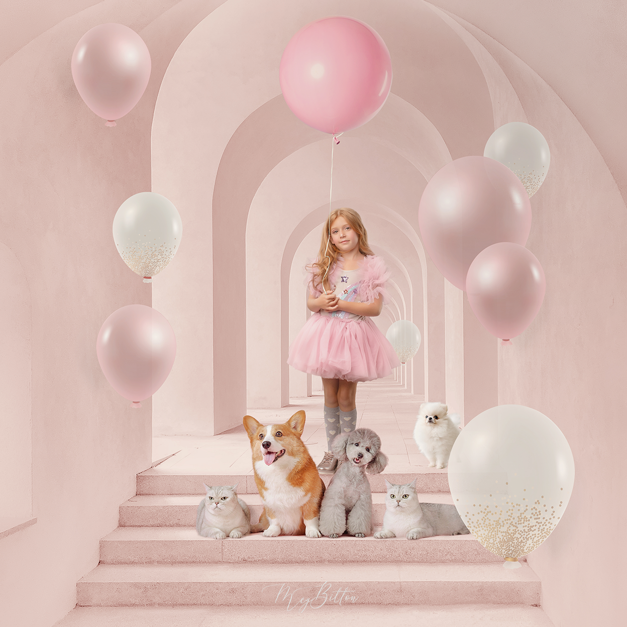 Bubblegum Hall Layered Digital Background