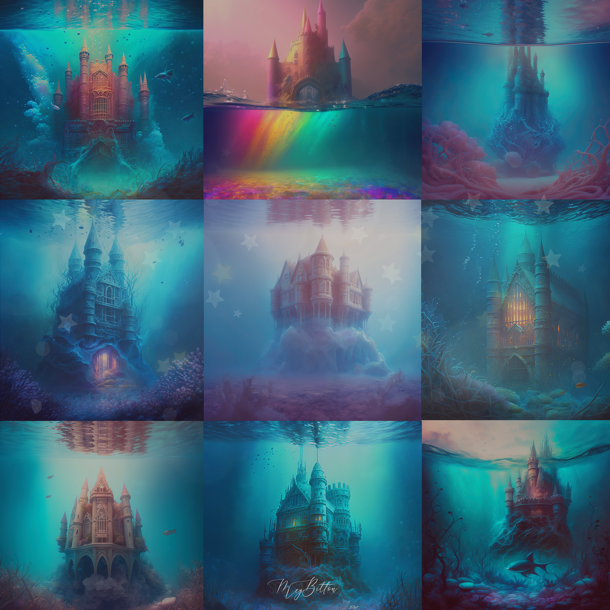Mermaid Castle Digital Background Bundle - Meg Bitton Productions