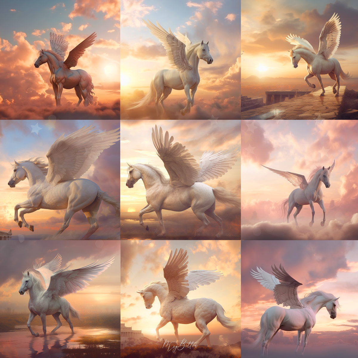 Fantasy Pegasus Digital Background Bundle - Meg Bitton Productions