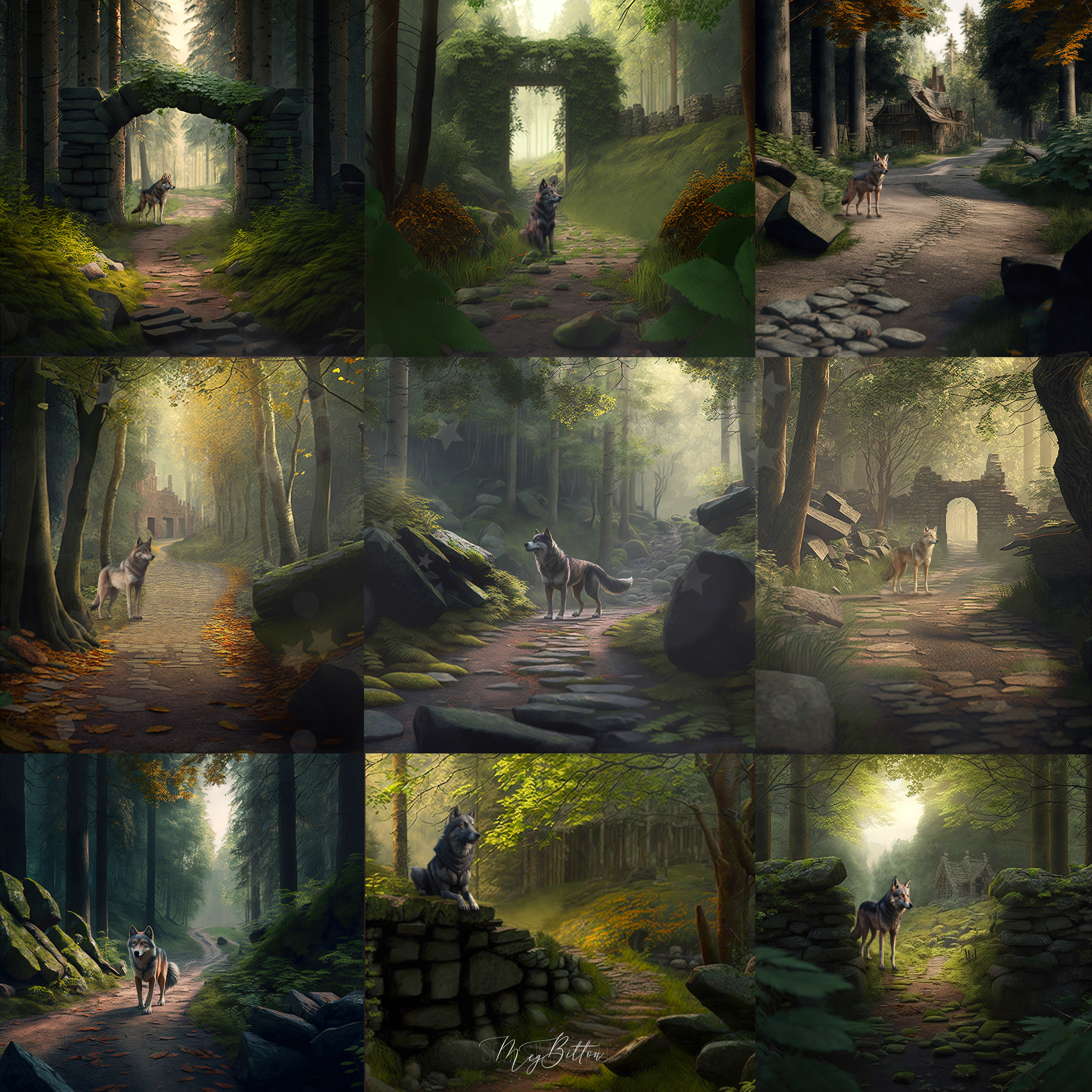 Little Red Riding Hood Digital Background Bundle - Meg Bitton Productions