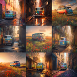Rainbow Van Digital Background Bundle - Meg Bitton Productions