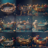 Mermaid Bath Digital Background Bundle - Meg Bitton Productions