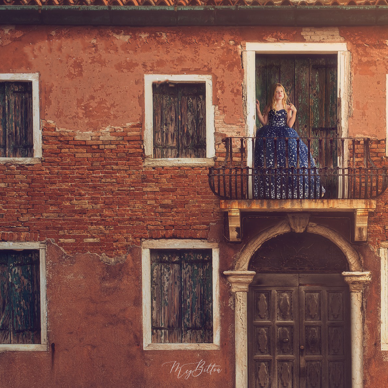 Balcony Serenade Layered Digital Background