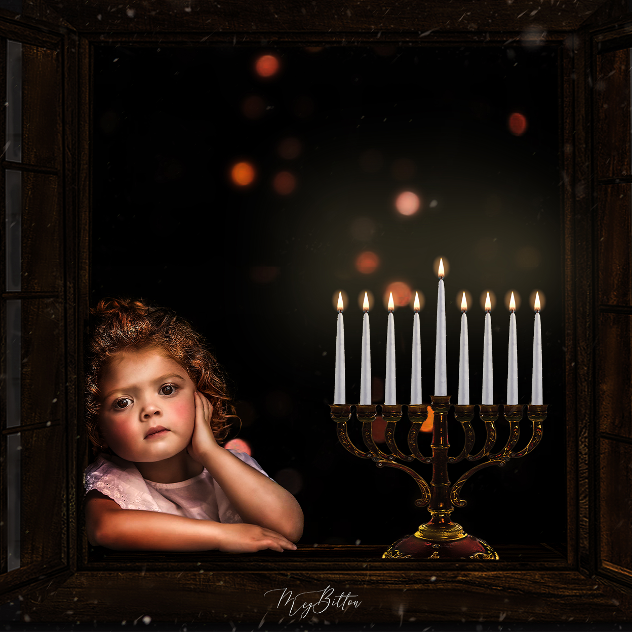 Layered Digital Background: Beautiful Menorah