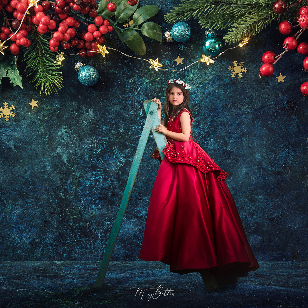 Digital Studio Backdrop: Marbled Holiday - Meg Bitton Productions