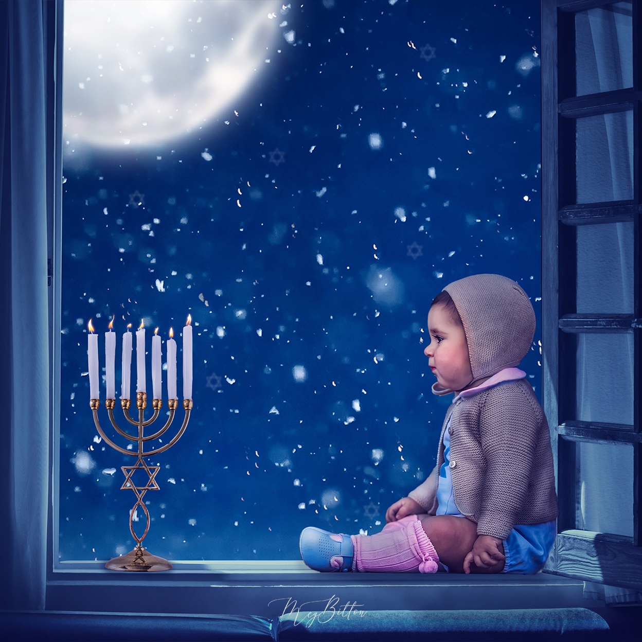 Digital Background: Hanukkah Window - Meg Bitton Productions