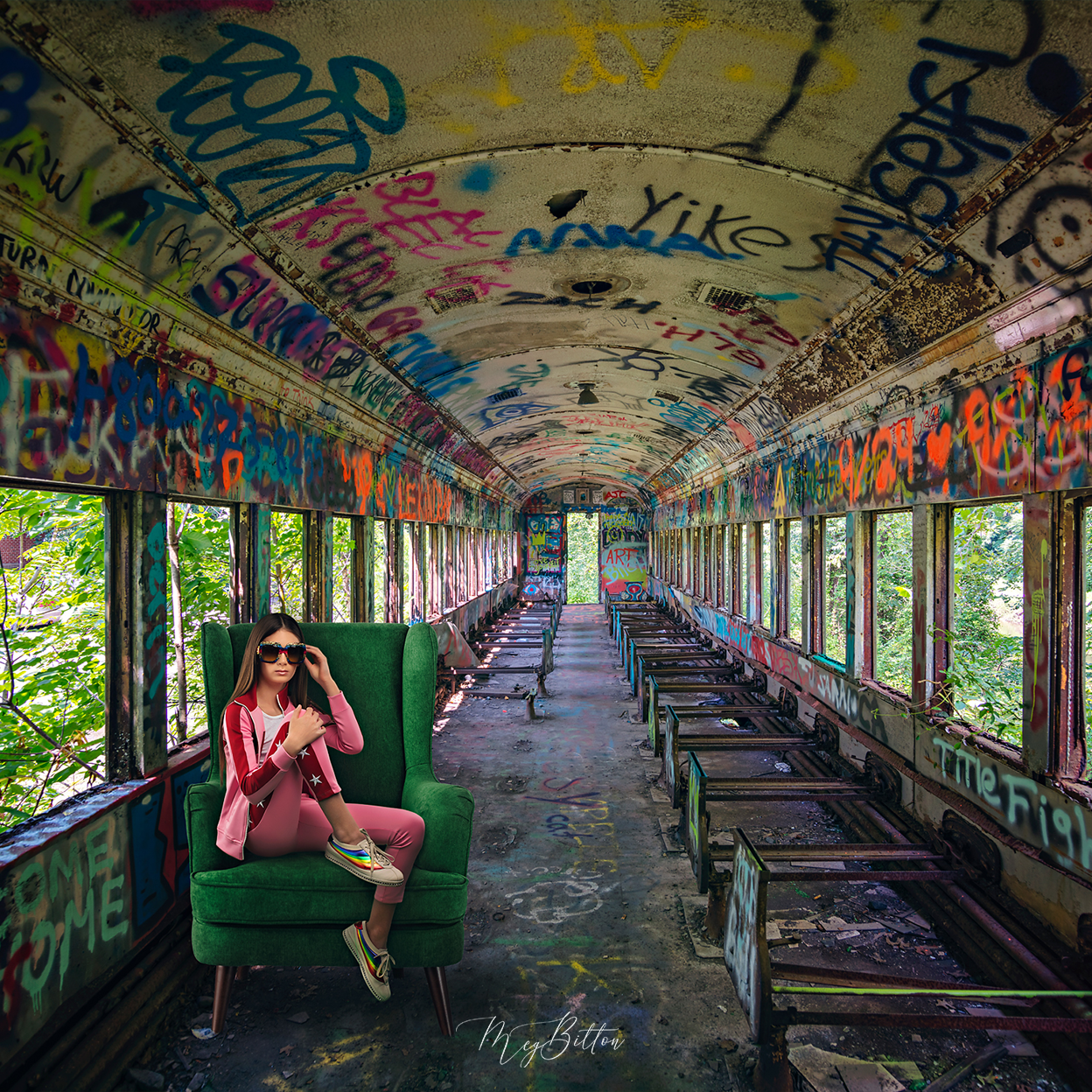 Train Carriage Layered Digital Background